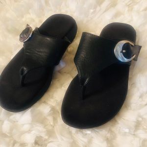 Black buckle sandals